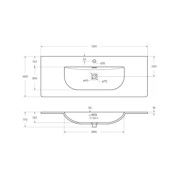 Раковина мебельная BelBagno Uno 121x46 белая глянцевая (BB-8099-120) Раковина мебельная BelBagno Uno 121x46 белая глянцевая (BB-8099-120)
