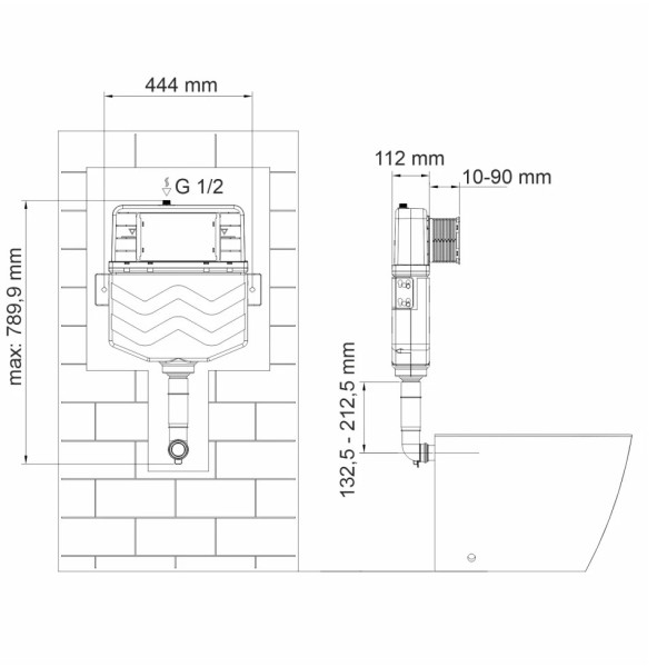 Бачок для инсталляции WasserKRAFT Aller черная матовая (10TLT.031.ME.MB04)