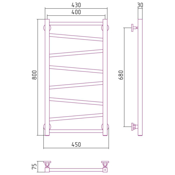 Полотенцесушитель водяной Сунержа Сирокко 800х400 хром (00-0253-8040) Полотенцесушитель водяной Сунержа Сирокко 800х400 хром (00-0253-8040)