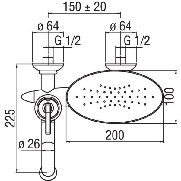 Смеситель для ванны и душа Nobili Dubai хром (DB00110/1CR)