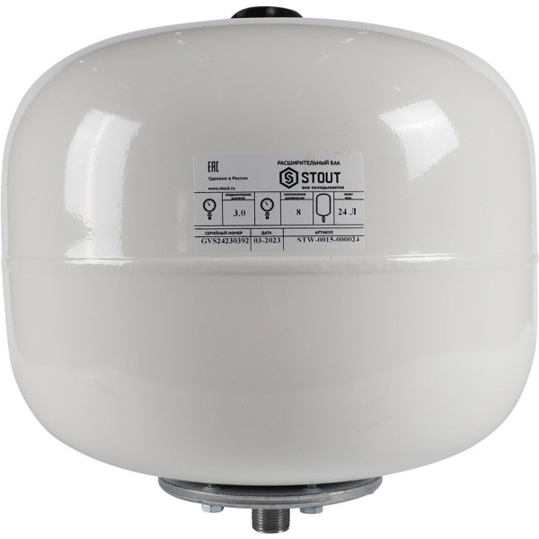 Бак расширительный для ГВС и гелиосистем Stout 24 л. (белый, вертикальный) (STW-0015-000024)