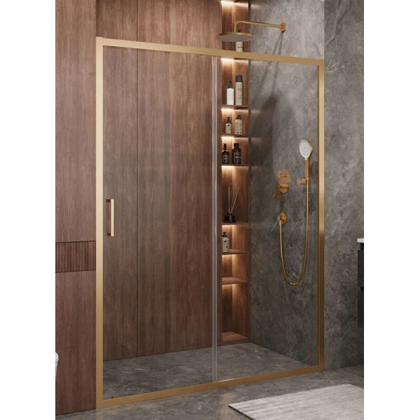 Душевая дверь Cezares Molveno 160x195 стекло прозрачное, профиль брашированное золото (MOLVENO-BF-1-160-C-BORO-IV)