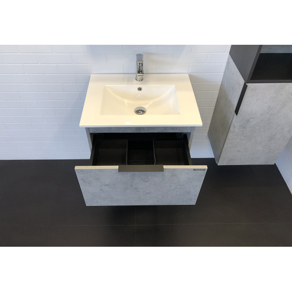 Тумба подвесная с раковиной Comforty Франкфурт 600x460x560 дуб светлый (00-00004332)