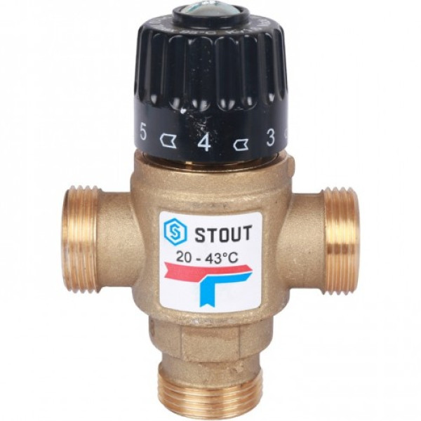 Вентиль термостатический смесительный Stout 3/4" НР 20-43°C, KVs 1,6 SVM-0120-164320 Вентиль термостатический смесительный Stout 3/4" НР 20-43°C, KVs 1,6 SVM-0120-164320