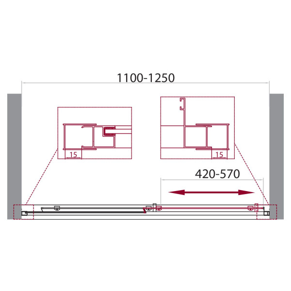 Душевые двери BelBagno UNIQUE 110x190 стекло матовое, профиль хром (UNIQUE-BF-1-110/125-P-Cr)