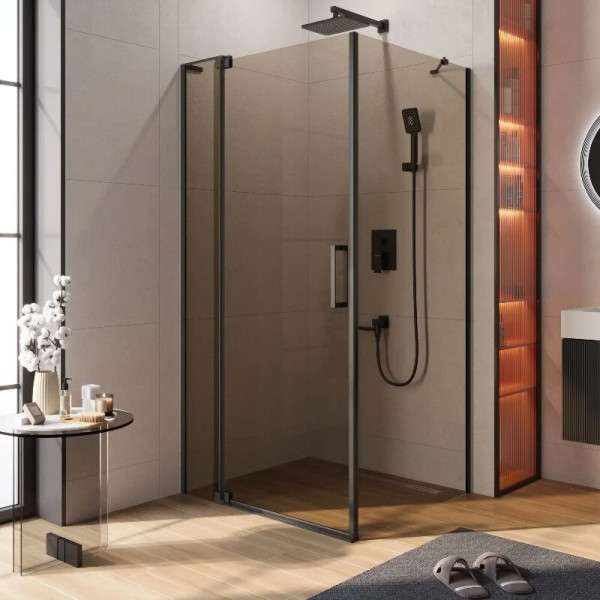 Душевой уголок Cezares Slider 100x90x195 стекло бронза, профиль черный (SLIDER-AH-1-90-100/110-BR-NERO)