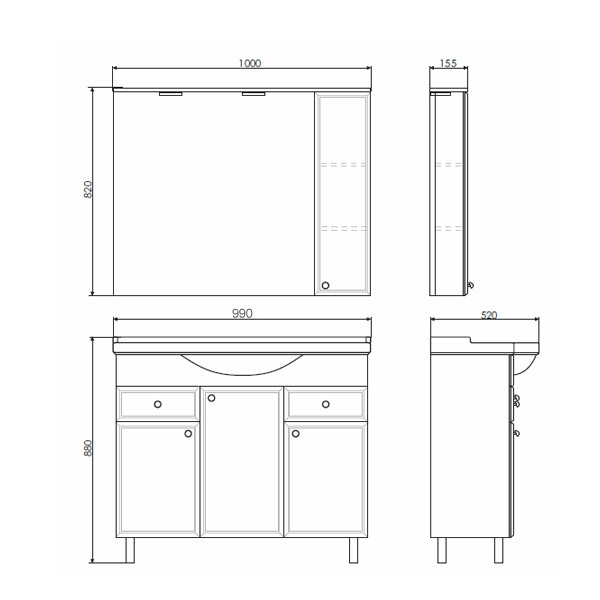 Шкаф зеркальный Comforty Севилья 1000x820x155 слоновая кость глянцевый (00-00001349) Шкаф зеркальный Comforty Севилья 1000x820x155 слоновая кость глянцевый (00-00001349)