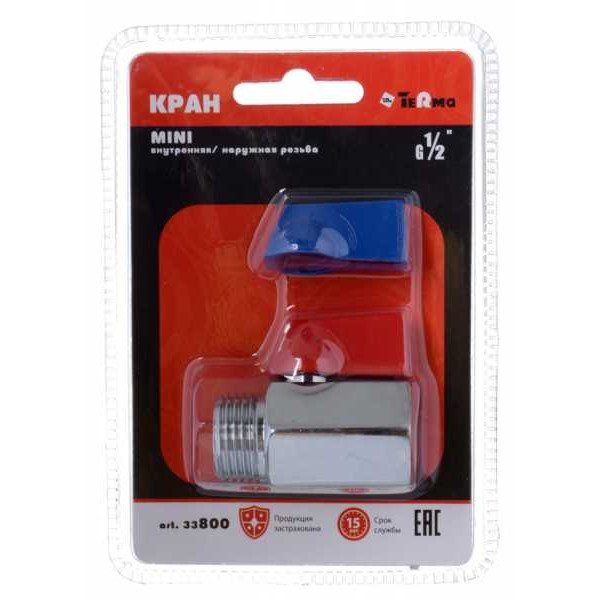 Кран 1/2" ВН шаровый TeRma (мини) (33800) Кран 1/2" ВН шаровый TeRma (мини) (33800)