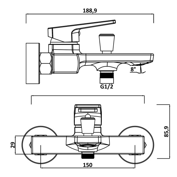 Смеситель для ванны Swedbe Kronos черный (2030B) Смеситель для ванны Swedbe Kronos черный (2030B)