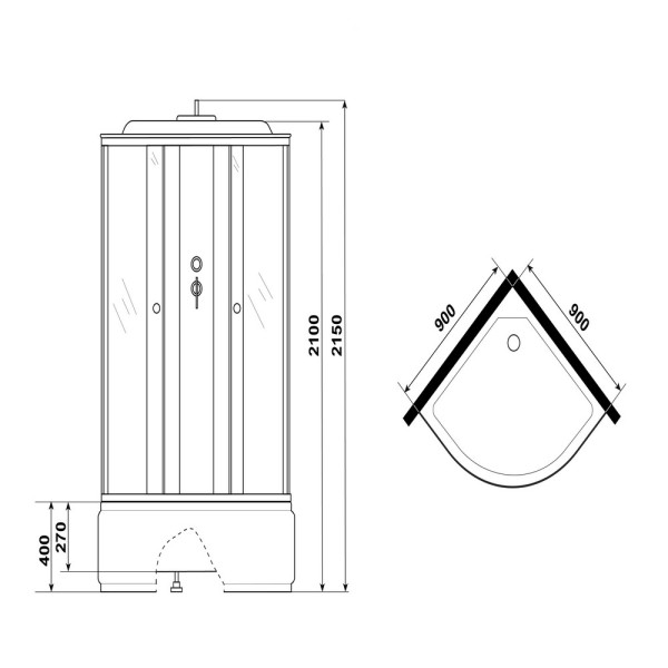 Душевая кабина Promo 90x90 стекло матовое, профиль белый (P90/40/MT)