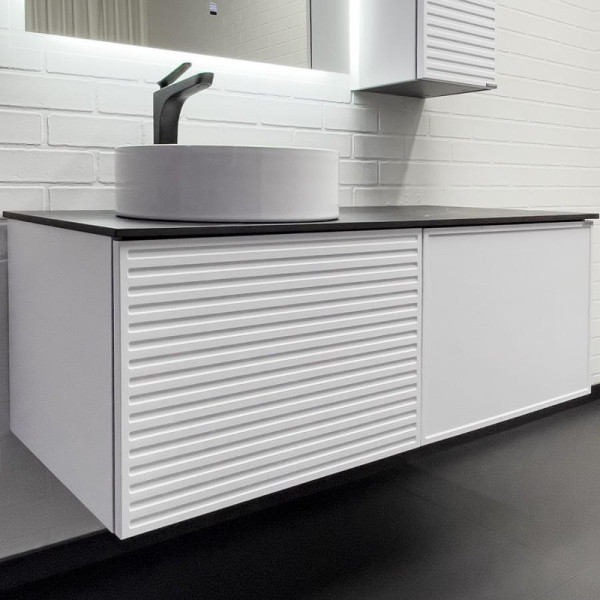 Тумба подвесная Comforty Геленджик 1200x500x525 белый матовый/калакатта Блэк (00-00018707)