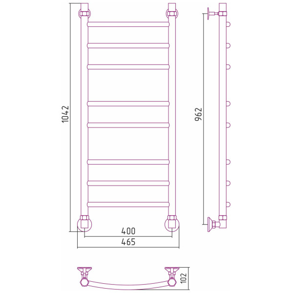 Полотенцесушитель водяной Стилье Аксиома-20 1000х400 хром (00662-1040) Полотенцесушитель водяной Стилье Аксиома-20 1000х400 хром (00662-1040)