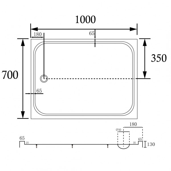 Душевой поддон Abber 100x130x70 белый (AD3C107)