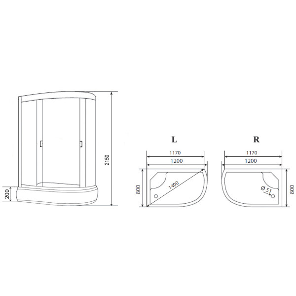 Душевая кабина Loranto Sunway 120x80 стекло матовое, профиль хром (CS-66120-20L FW 120)