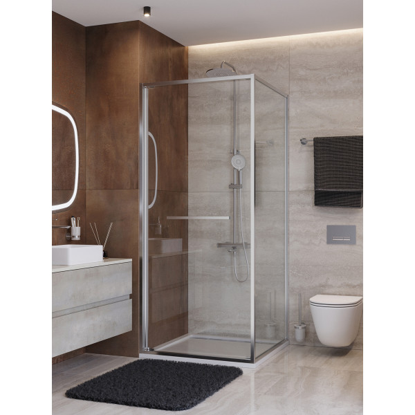 Душевой уголок Cezares Lux 80x80x195 стекло прозрачное, профиль хром (LUX-A-FS-1-80-C-CR)