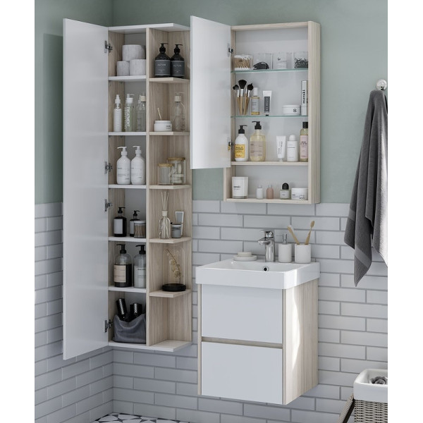 Шкаф-колонна Aquaton Сканди с зеркалом Белый/Дуб Верона (1A253403SDB20) Шкаф-колонна Aquaton Сканди с зеркалом Белый/Дуб Верона (1A253403SDB20)