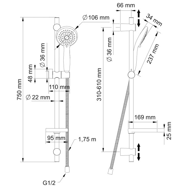 Душевой гарнитур Swedbe Calypso хром (5079)