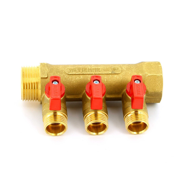 Коллектор с шаровыми кранами Tiemme NINO 3 выхода 1*1/2"(16) (латунь) (1820005) Коллектор с шаровыми кранами Tiemme NINO 3 выхода 1*1/2"(16) (латунь) (1820005)