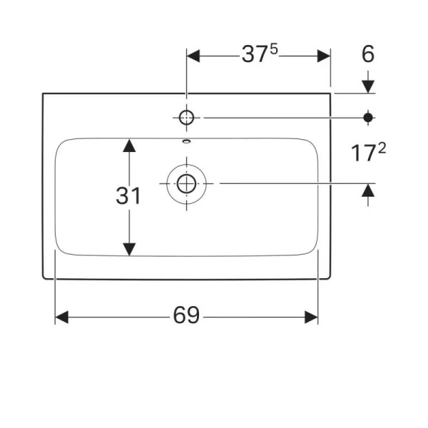 Раковина подвесная Geberit iCon 75x48,5 белая (124075000) Раковина подвесная Geberit iCon 75x48,5 белая (124075000)