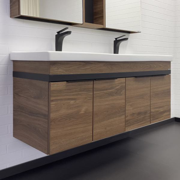 Тумба подвесная Comforty дублин 1250x600x470 белый глянцевый с раковиной (00-00001440)