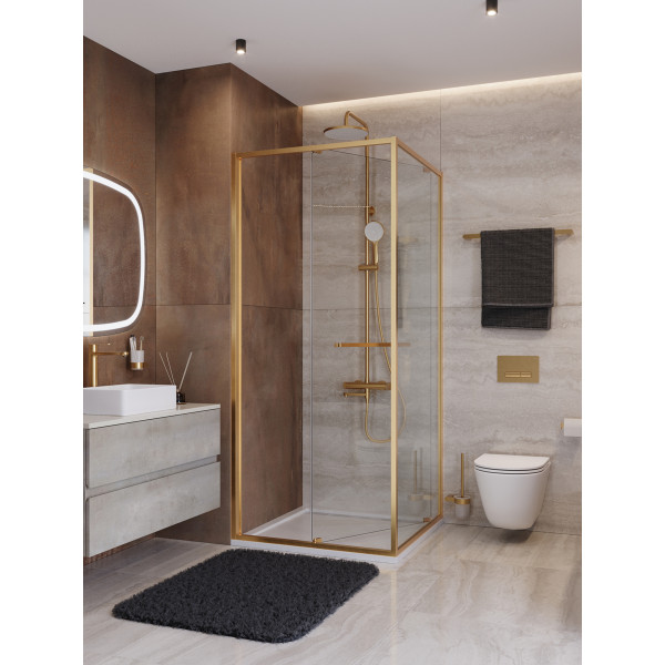 Душевой уголок Cezares Lux 90x90x195 стекло прозрачное, профиль брашированное золото (LUX-A-FS-1-90-C-BORO) Душевой уголок Cezares Lux 90x90x195 стекло прозрачное, профиль брашированное золото (LUX-A-FS-1-90-C-BORO)