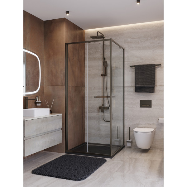 Душевой уголок Cezares Lux 100x100x195 стекло прозрачное, профиль оружейная сталь (LUX-A-FS-1-100-C-GM)