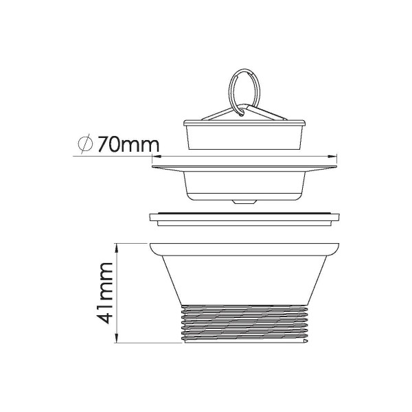 Выпуск для мойки 1 1/2"х70 Nova с винтом 65 мм (решетка из нерж.ст) (7002)