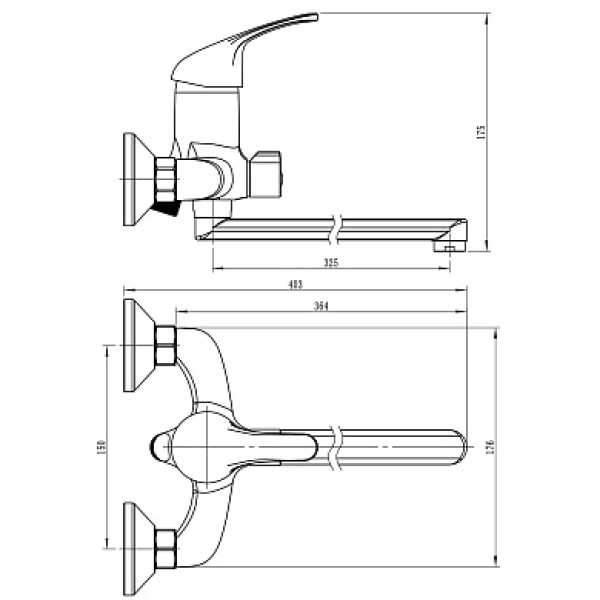 Смеситель для ванны и душа S22-021 хром, плоский излив 300 мм Ligeya (S22-021 Ligeya) Смеситель для ванны и душа S22-021 хром, плоский излив 300 мм Ligeya (S22-021 Ligeya)