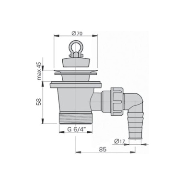 Выпуск для раковин и биде Miano 1 1/2"x63 мм. с 1-им отводом для бытовой техники, с пробкой и цепочкой (M1115)