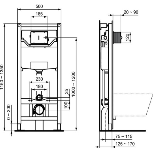 Инсталляция для подвесного унитаза Ideal Standard Prosys (R020467)