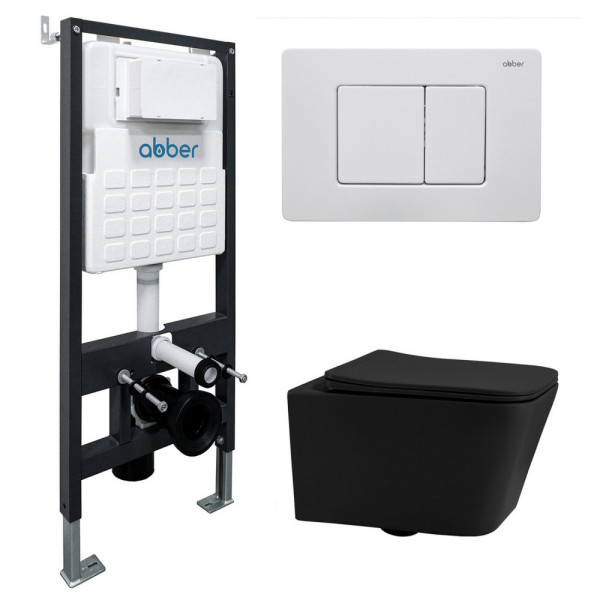 Комплект инсталляция с унитазом Abber Rechteck с клавишей белый матовый (AC1201MB-AC0105-AC0120MW) Комплект инсталляция с унитазом Abber Rechteck с клавишей белый матовый (AC1201MB-AC0105-AC0120MW)