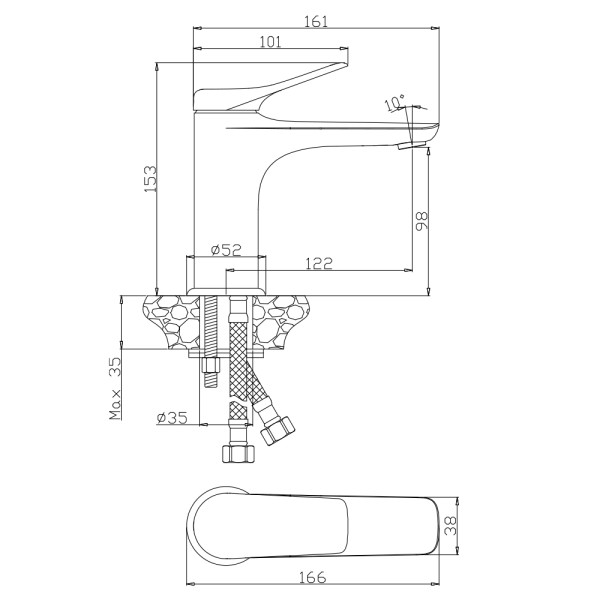 Смеситель для раковины Wesnaart Luna хром (LUN23-210)