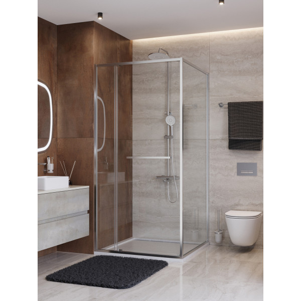 Душевой уголок Cezares Lux 100x100x195 стекло прозрачное, профиль хром (LUX-A-FS-11-100-C-CR)