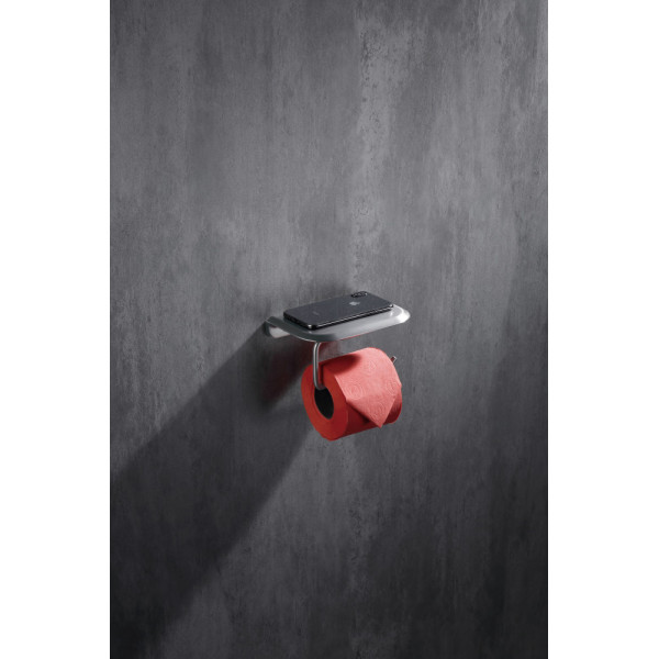 Бумагодержатель с полкой для телефона Abber Nord сатин (AA1530SP)