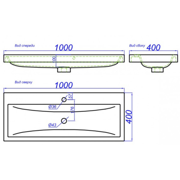 Раковина мебельная Aqwella Infinity 1000x60x400 белая (Inf.10.04.D)