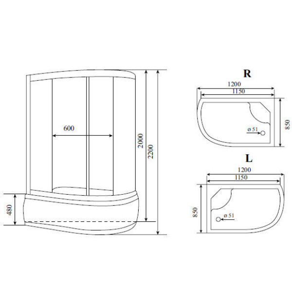 Душевая кабина Timo T-6620 Silver Fabric R 120x85x220 стекло матовое, профиль хром (T-6620 S F R)