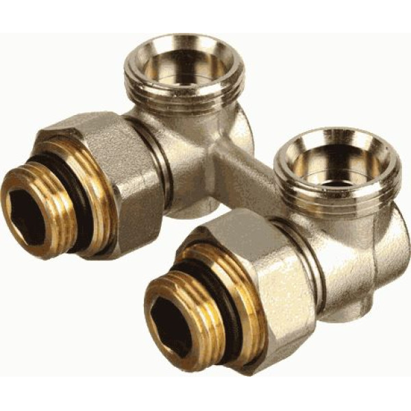 Фитинг двойной угловой со встроенным шаровым краном TeRma (с комплектом адаптеров 1/2"*3/4") (33980) Фитинг двойной угловой со встроенным шаровым краном TeRma (с комплектом адаптеров 1/2"*3/4") (33980)