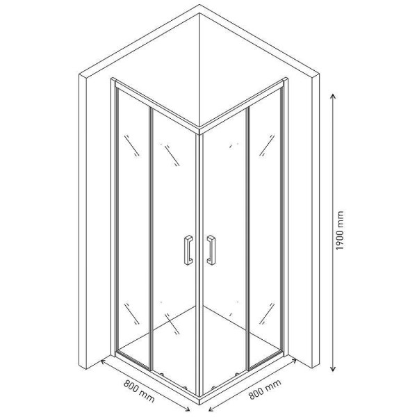 Душевой уголок Berges Solo S 800*800*1900 стекло прозрачное, профиль хром сильвер (61103)