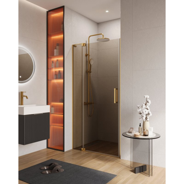 Душевая дверь Cezares Slider 90x195 стекло бронза, профиль брашированное золото (SLIDER-B-1-90/100-BR-BORO)