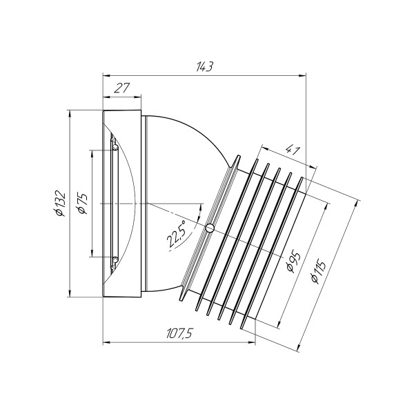 Отвод для унитаза 22,5 град. АНИ (короткий) АНИ пласт (W2228)