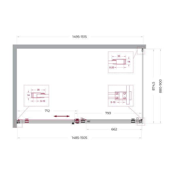 Душевой уголок BelBagno Soft Close-2 150x90x200 стекло прозрачное, профиль оружейная сталь матовая (SOFT_CLOSE-2-AH-1-150/90-C-GM)