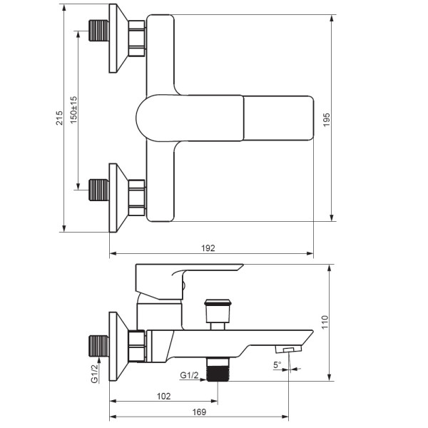Смеситель для ванны и душа Damixa Apollo хром (471000001) Смеситель для ванны и душа Damixa Apollo хром (471000001)