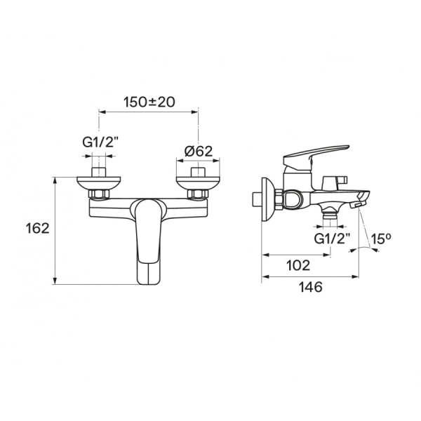Смеситель для ванны и душа Santek Марион хром с душевым гарнитуром (WH5A1006C001) Смеситель для ванны и душа Santek Марион хром с душевым гарнитуром (WH5A1006C001)