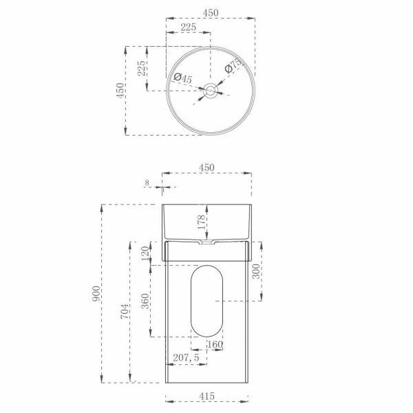 Раковина напольная ABBER Kristall 45x45 коричневая (AT2701Opal-H)