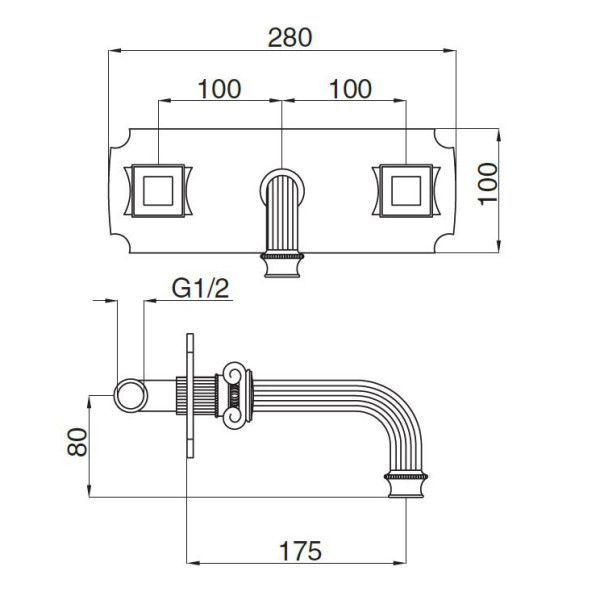 Смеситель для раковины Cezares Aphrodite золотой, ручки круглые - металл (APHRODITE-BLS2-03/24-M) Смеситель для раковины Cezares Aphrodite золотой, ручки круглые - металл (APHRODITE-BLS2-03/24-M)