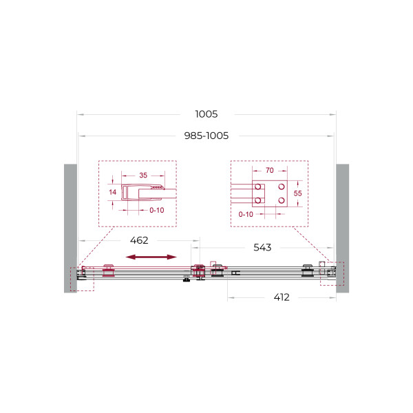 Душевая дверь BelBagno Soft Close-2 100x200 стекло прозрачное, профиль оружейная сталь матовая (SOFT_CLOSE-2-BF-1-100-C-GM)