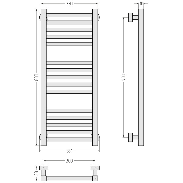 Полотенцесушитель водяной Сунержа Модус PRO 800х300 хром (00-0450-8030)
