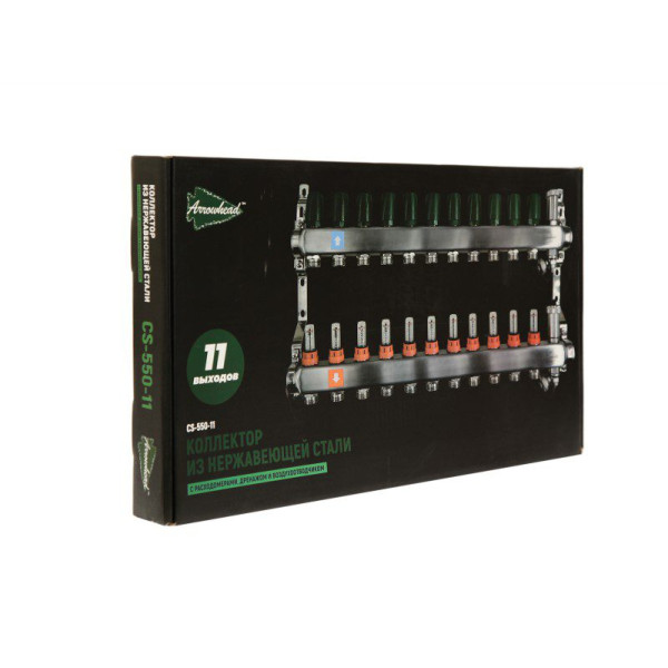 Коллекторная группа 11 отводов 1"х3/4" Arrowhead с расходомерами, дренажом и воздухоотводчиком нерж.сталь (CS-550-11) Коллекторная группа 11 отводов 1"х3/4" Arrowhead с расходомерами, дренажом и воздухоотводчиком нерж.сталь (CS-550-11)