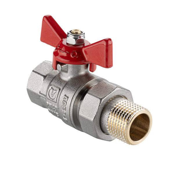 Кран 1" шаровый со сгоном Valtec Base-ГОСТ (красная бабочка) VT.227S.N.06