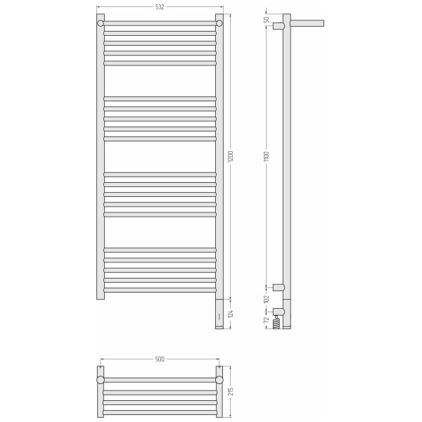 Полотенцесушитель электрический Сунержа Богема 3.1 1200x500 с полочкой провод справа матовый чёрный (31-6007-1250)